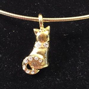 Vintage KIS rhinestone cat necklace